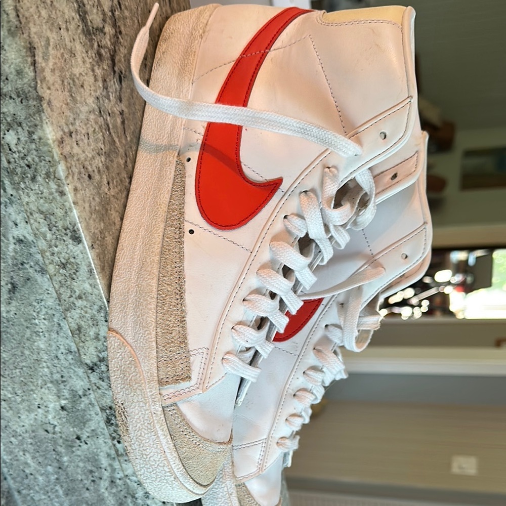 Nike High-Tops with Vibrant Red Swoosh